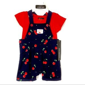 NWT Picapino 2 piece overalls set sz 3-6 mos.